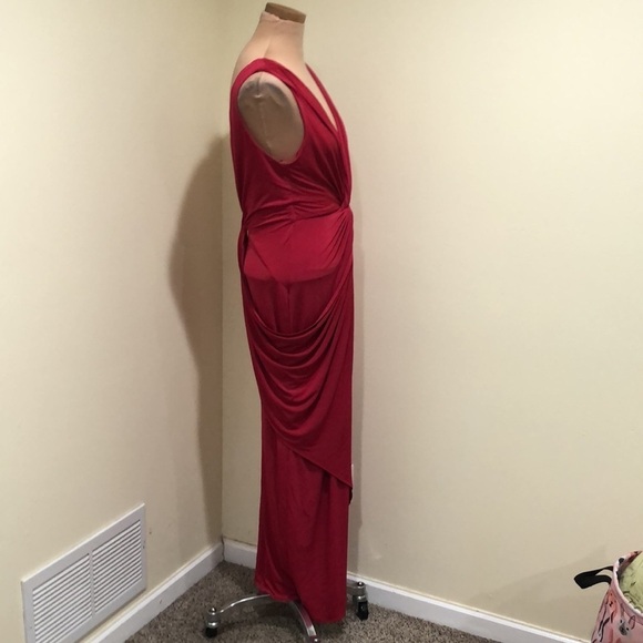 Katie May Leo Gown Maxi Dress Size Large Dark Pink Magenta Grecian Wrap - Picture 3 of 13